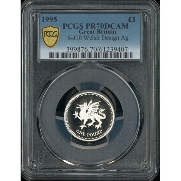 [Top Pop] Great Britain, 1995, Proof silver £1 with original box & Certificate, PCGS PR70DCAM.