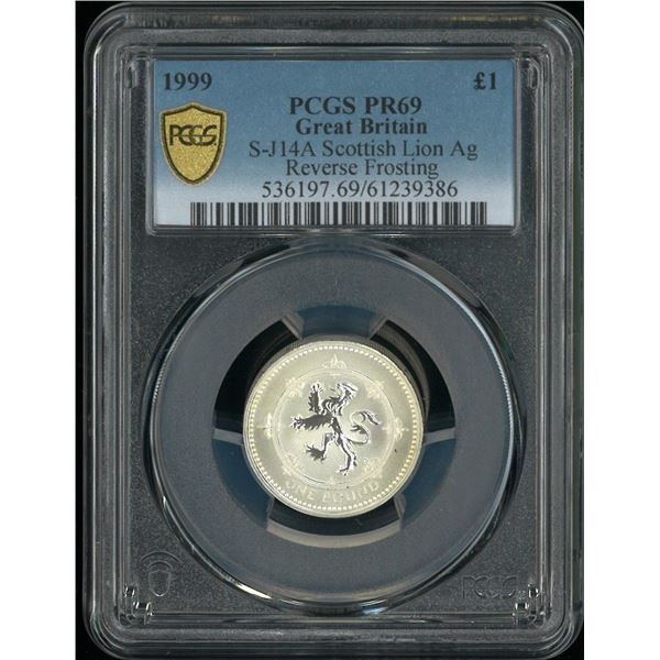 [Top Pop] Great Britain, 1999, Proof silver £1 with original box & Certificate, PCGS PR69.