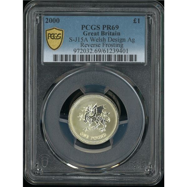 [Top Pop] Great Britain, 2000, Proof silver £1 with original box & Certificate, PCGS PR69.