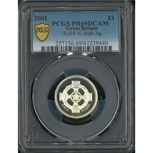 [Top Pop] Great Britain, 2001, Proof silver £1 with original box & Certificate, PCGS PR69DCAM.