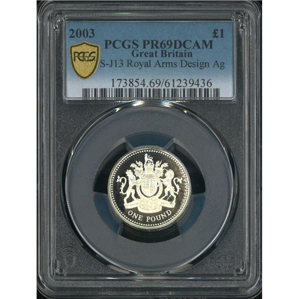 Great Britain, 2003, Proof silver £1 with original box & Certificate, PCGS PR69DCAM.