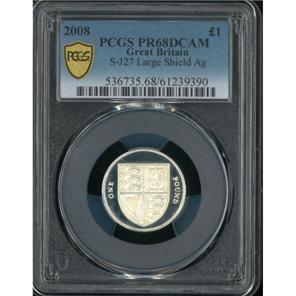 Great Britain, 2008, Proof silver £1 with original box & Certificate, PCGS PR68DCAM.