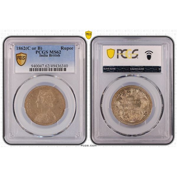 India British, 1862 (C or B), Victoria 1 Rupee. PCGS MS62. (49436340)