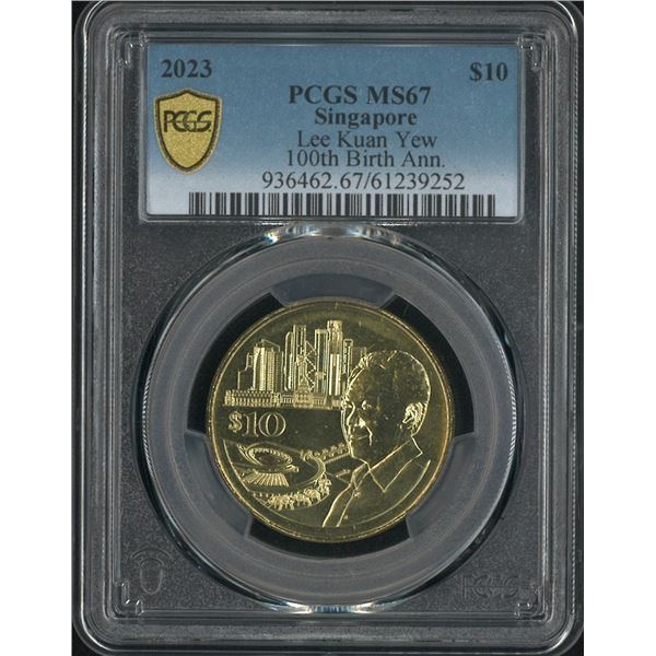 Singapore, 2023, Lee Kuan Yew 100th Birth Anniversary $10 coin. PCGS MS67. (61239252)