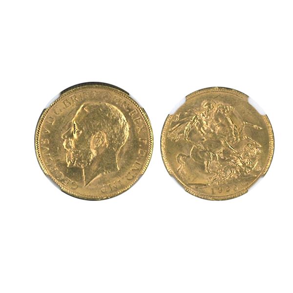 Australia, 1923P, King George V, 1 Sovereign gold coin, NGC MS62. AGW: 0.2355oz  (8545198-003)