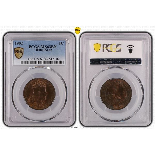 Hong Kong, 1902, King Edward VII, 1 cent. PCGS MS 63BN. (47542102)