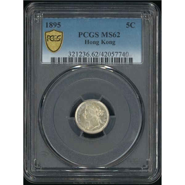 Hong Kong, 1895, Queen Victoria, 5 cents, PCGS MS62. (42057740)