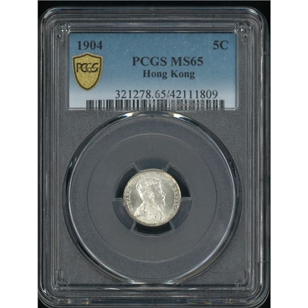 Hong Kong, 1904, King Edward VII, 5 cents, PCGS MS65. (42111809)