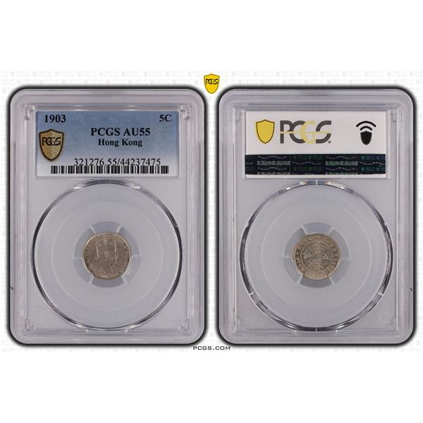 Hong Kong, 1903, King Edward VII, 5 cents. PCGS AU55. (44237475)