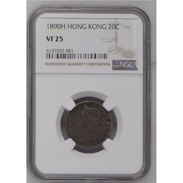 Hong Kong, 1890H, Queen Victoria, 20 cents, NGC VF25. (6137652-081)
