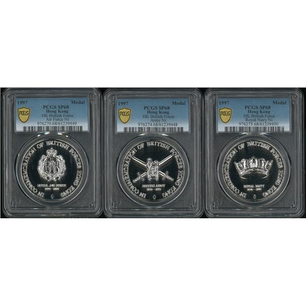Hong Kong British Forces, 1997, Medal set of (3): Royal Navy, Army & Air Force. All graded as PCGS S