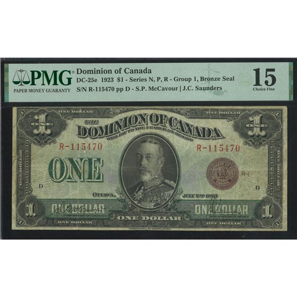 Dominion of Canada, 1923, King George V $1, R-115470. PMG 15.
