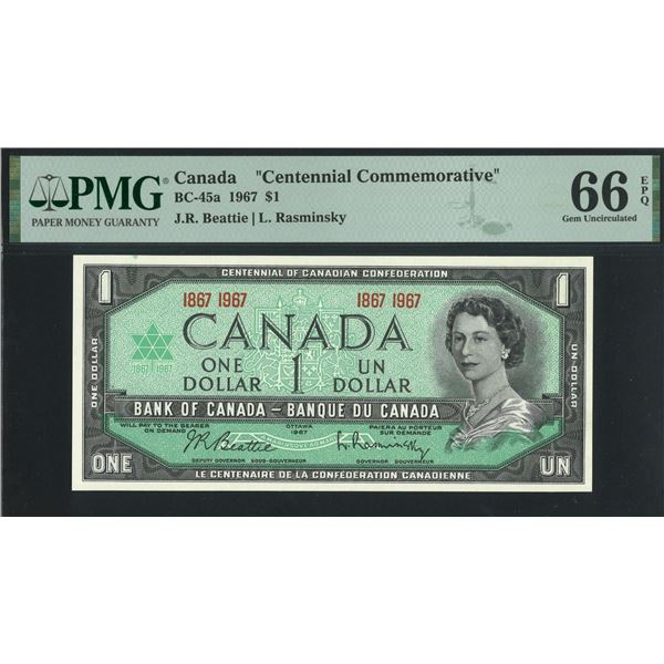 Canada, 1967, $1, Centennial Commemorative. PMG 66EPQ.