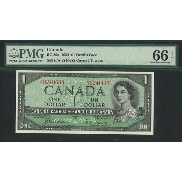 Canada, 1954, $1, E/A 9240688. PMG 66EPQ. Devil's Face.