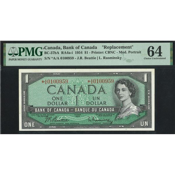 Canada, 1954, $1, *A/A 0100959. PMG 64. Replacement.