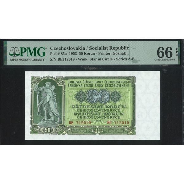 Czechoslovakia/ Socialist Republic, 1953, 50 Korun, BE712019. PMG 66EPQ.