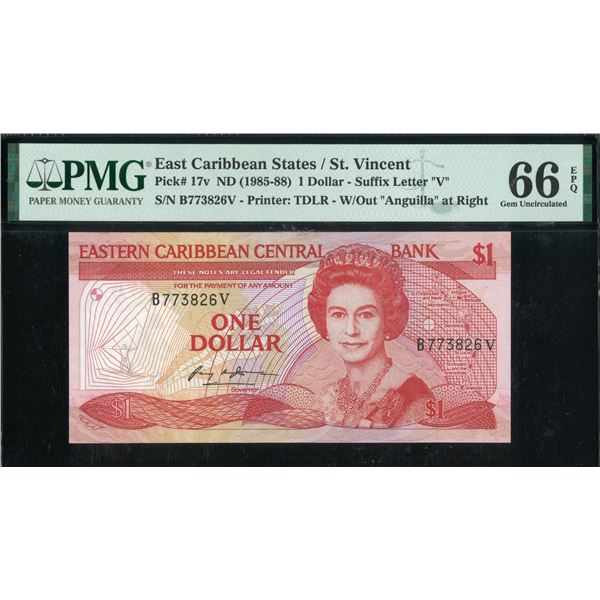 East Caribbean States/ St. Vincent, ND (1985 -88), $1, B773826V. PMG 66EPQ.