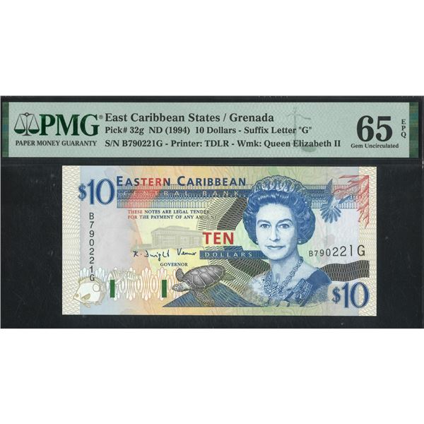 East Caribbean States/ Grenada, ND (1994), $10, B790221G. PMG 65EPQ.