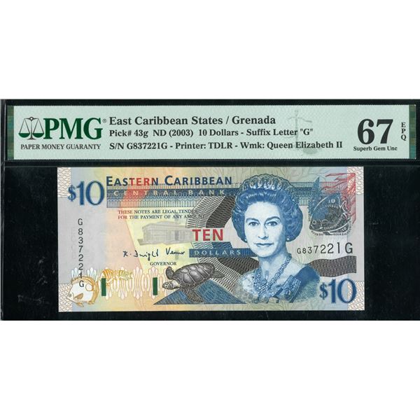 East Caribbean States/ Grenada, ND (2003), $10 ,G837221G. PMG 67EPQ.