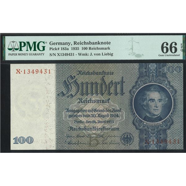 Germany, 1935, 100 Reichsmark, X1349431. PMG 66EPQ.