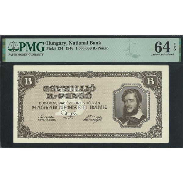 Hungary, 1946, 1000000 B- Pengo. PMG 64EPQ.