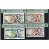 Image 1 : Jersey, ND (1989), Lot of 4. £5/ £10/ £20 /£50, Same S/N: AC 000000. Specimen Set. PMG 66EPQ -67EPQ.