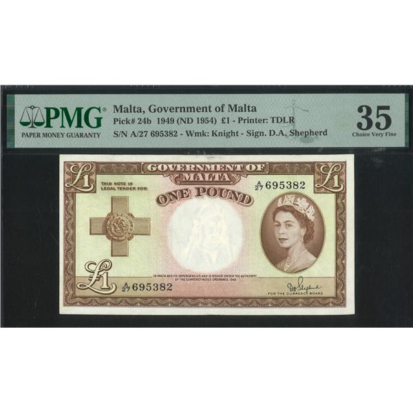 Malta, 1949 (ND 1954), A/27 695382. PMG 35.
