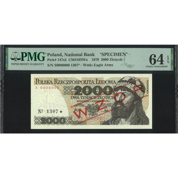 Poland, 1979, 2000 Zlotych Specimen, S0000000 1307*. PMG 64EPQ.