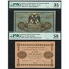 Image 1 : Russia, 1918, lot of 2, 5 Rubles & 100 Rules. AI-77 & AA-162. PMG 35 & PMG 58.