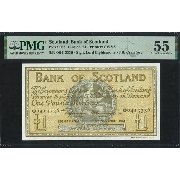 Scotland, 1951, £1, O0413336. PMG 55.