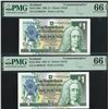 Image 1 : Scotland, 1992, £1,  consecutive of (2), EC 0000239 & 240. Both PMG 66EPQ. Commemorative. Low S/N