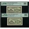Image 1 : China, Amoy Inductrial Bank, ND (ca. 1940), Consective pairs of 10 cents, A079871/ 72B. Both PMG 66E