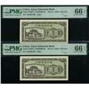 Image 1 : China, Amoy Inductrial Bank, ND (ca. 1940), Consective pairs of 10 cents, A079873/ 74B. Both PMG 66E