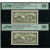 Image 1 : China, Amoy Inductrial Bank, ND (ca. 1940), Consective pairs of 10 cents, A079877/ 79B. Both PMG 66E