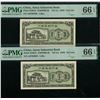 Image 1 : China, Amoy Inductrial Bank, ND (ca. 1940), Consective pairs of 10 cents, A079879/ 80B. Both PMG 66E