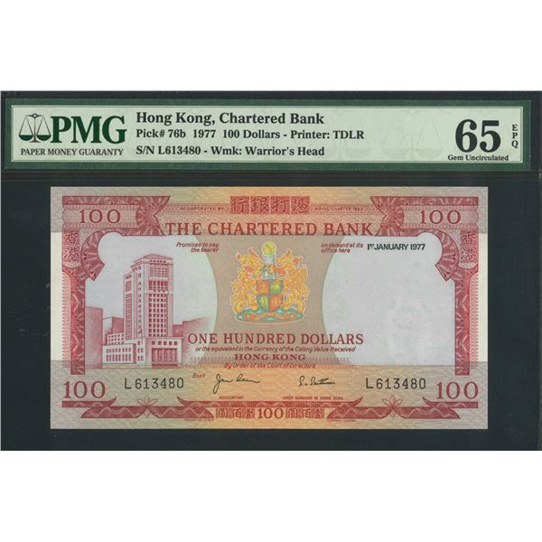 The Chartered Bank, 1977, $100, L613480. PMG 65EPQ.