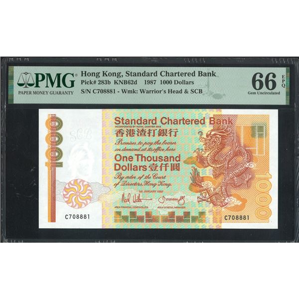 [Key Date] HK Standard Chartered Bank, 1987, $1000, C708881. PMG 66EPQ. Key Date.
