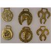 Image 1 : LOT OF 6 VINTAGE BRASS HORSE BADGES - ENGLAND
