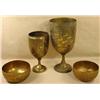 Image 1 : LOT OF VINTAGE BRASS - 2 BOWLS AND 2 GOBLETS