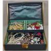 Image 1 : VINTAGE JEWELRY BOX FULL OF COSTUME JEWELRY - INCL