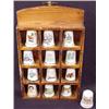 Image 1 : LOT OF 13 BONE CHINA THIMBLES IN A DISPLAY RACK