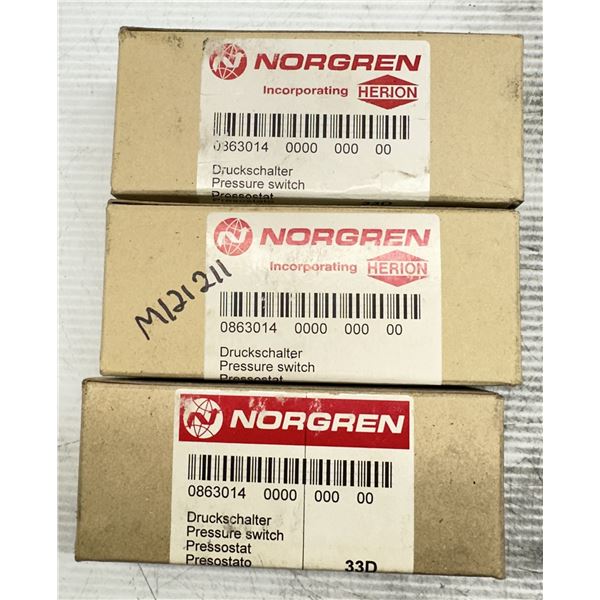 (3) Norgren #0863014 Pressure Switches