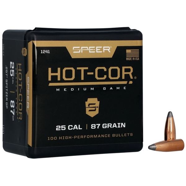 Speer Hot-Cor MediumGAme 25 Cal 87 Grain .257" Spitzer SP (100 Count) Sku 1241