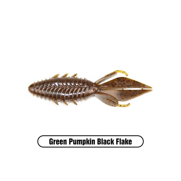 X Zone Lures Pro Series Adrenaline Bug  Green Pumpkin Black Flake 4" Sku 17310