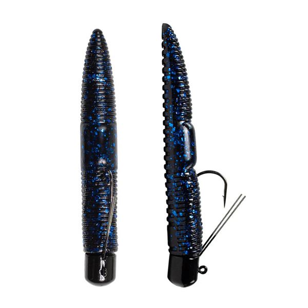 Lunkerhunt Pre-Rigged Finesse Worm 1/4 oz Black Blue Fleck 3" Sku FW04