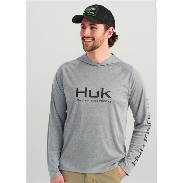 Huk Vented Pursuit Hoodie Night Owl Heather XL Sku H1200525-018-XL