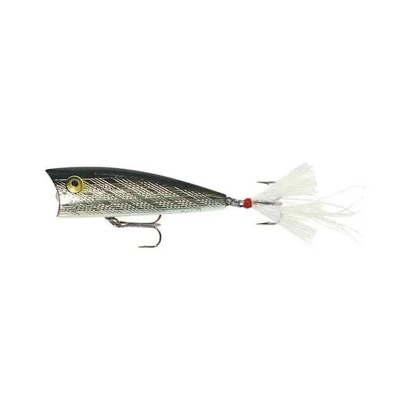 Rebel Pop-R Topwater Bait Silver/Black 2.5" 1/4oz Sku P6001
