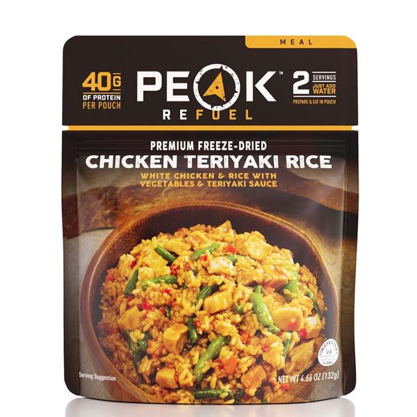 Peak Refuel Pouch Premium Freeze-Dried Meals Chicken Teriyaki Rice Sku 601765
