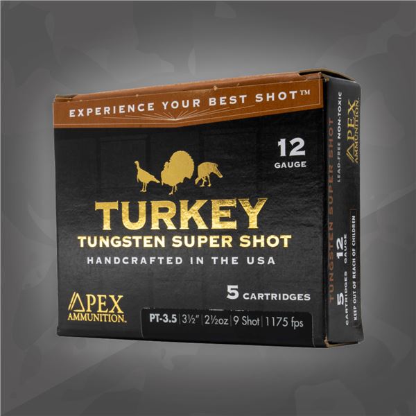 Apex Turkey Tungsten Super Shot 12GA 3 1/2" #7 Shot (5 Rounds) Sku PT35-7