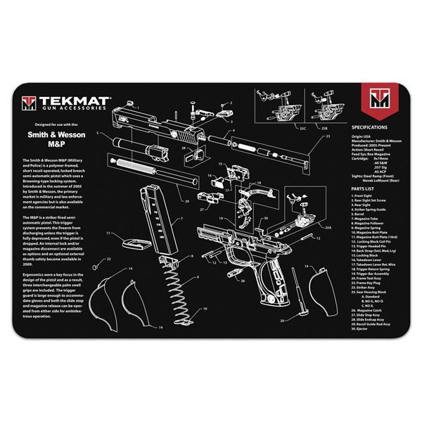 TekMat Smith & Wesson M&P Gun Cleaning Mat 11" x 17" Sku TEK-R17-SW-MP